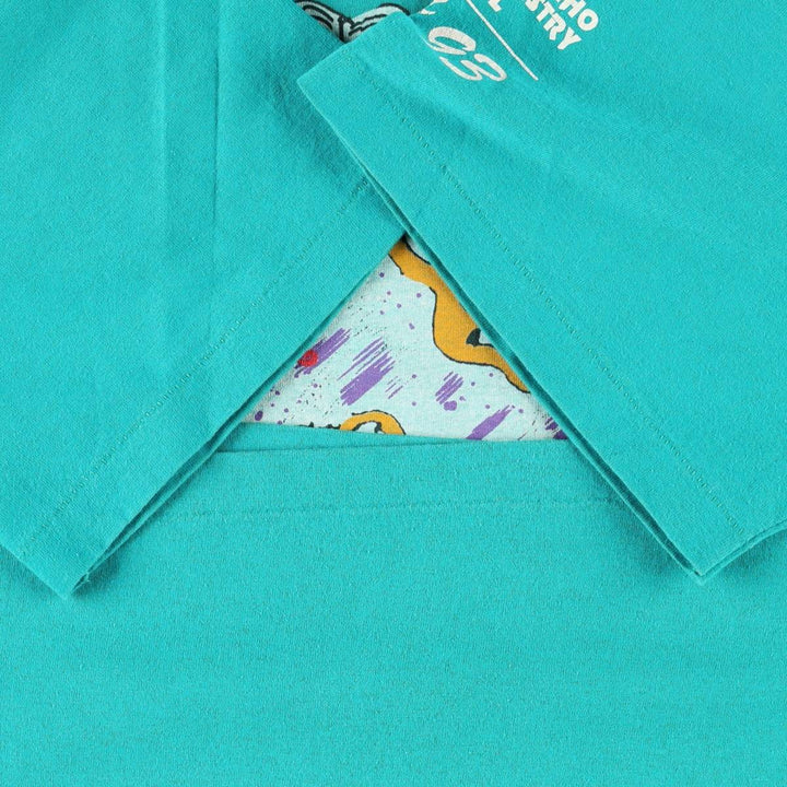 90'S Hanes HEAVYWEIGHT 50 cotton turquoise blue Vintage Second Hand