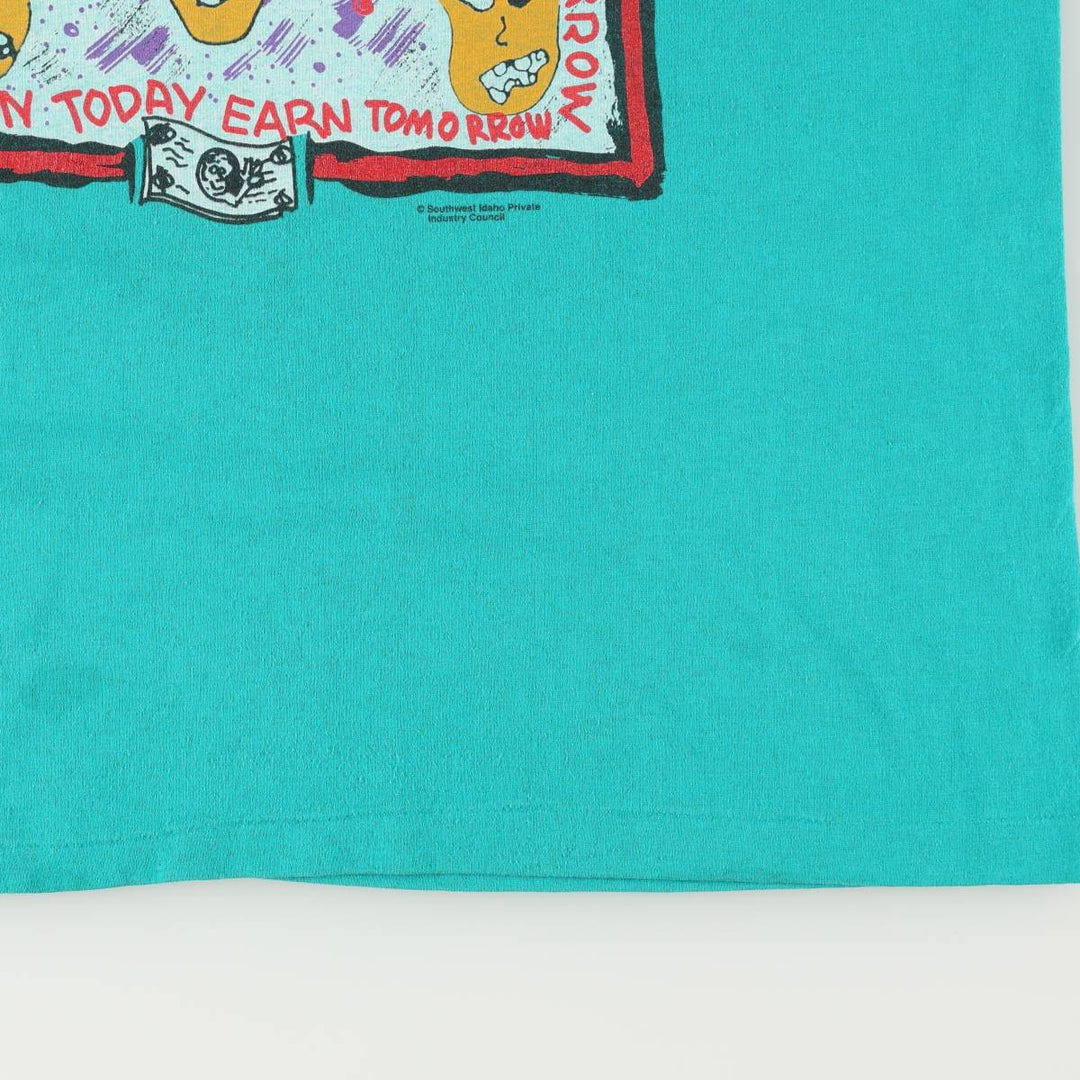 90'S Hanes HEAVYWEIGHT 50 cotton turquoise blue Vintage Second Hand