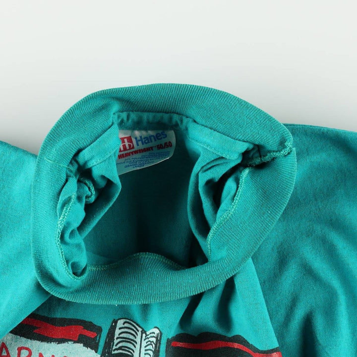 90'S Hanes HEAVYWEIGHT 50 cotton turquoise blue Vintage Second Hand