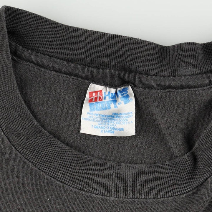 80'S Hanes BEEFY-T Blue Tag BLACKHORSE Print T-Shirt Made in USA Men's XL Equivalent Vintage cotton black type Vintage Second Hand