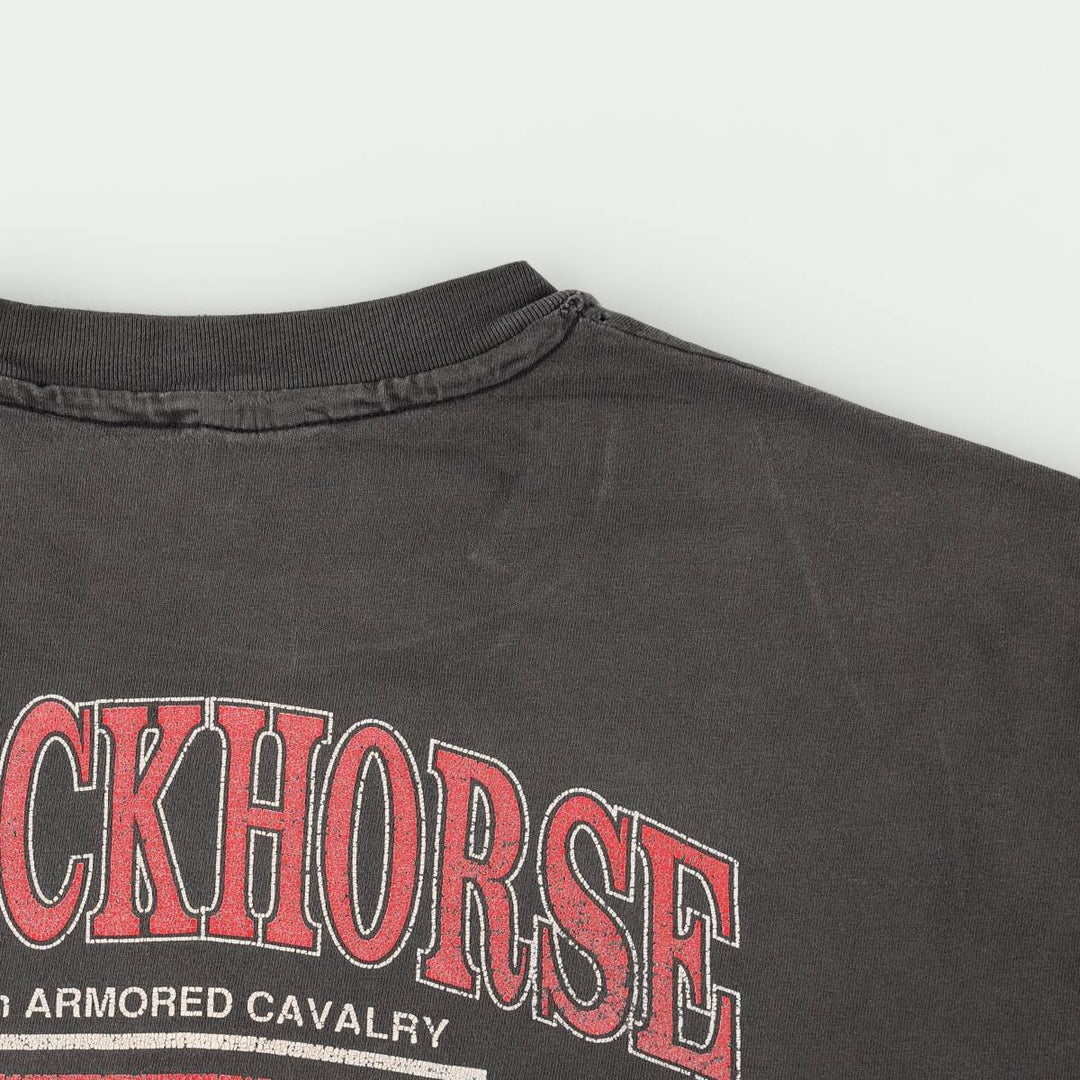 80'S Hanes BEEFY-T Blue Tag BLACKHORSE Print T-Shirt Made in USA Men's XL Equivalent Vintage cotton black type Vintage Second Hand