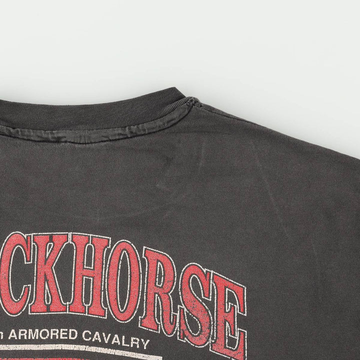 80'S Hanes BEEFY-T Blue Tag BLACKHORSE Print T-Shirt Made in USA Men's XL Equivalent Vintage cotton black type Vintage Second Hand