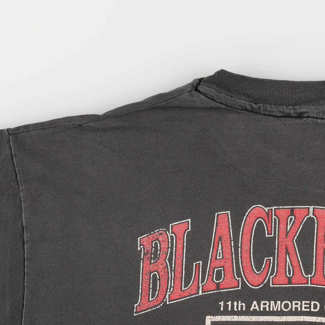 80'S Hanes BEEFY-T Blue Tag BLACKHORSE Print T-Shirt Made in USA Men's XL Equivalent Vintage cotton black type Vintage Second Hand