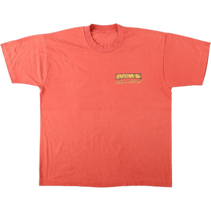 90'S TeamKID Wise Up! Print T-shirt, Men's Size L (approx.), Vintage unclear red type Vintage Second Hand