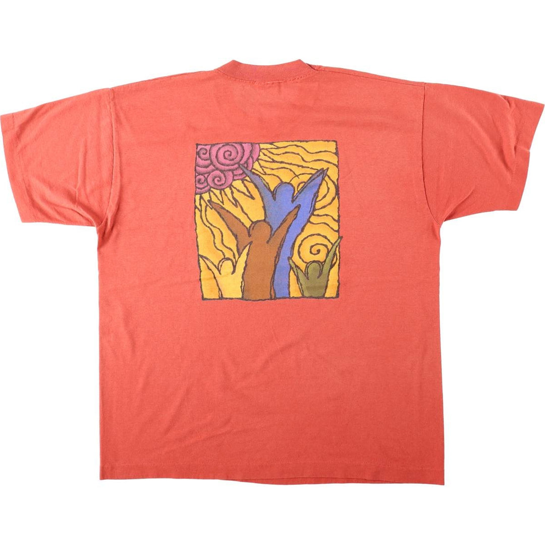 90'S TeamKID Wise Up! Print T-shirt, Men's Size L (approx.), Vintage unclear red type Vintage Second Hand