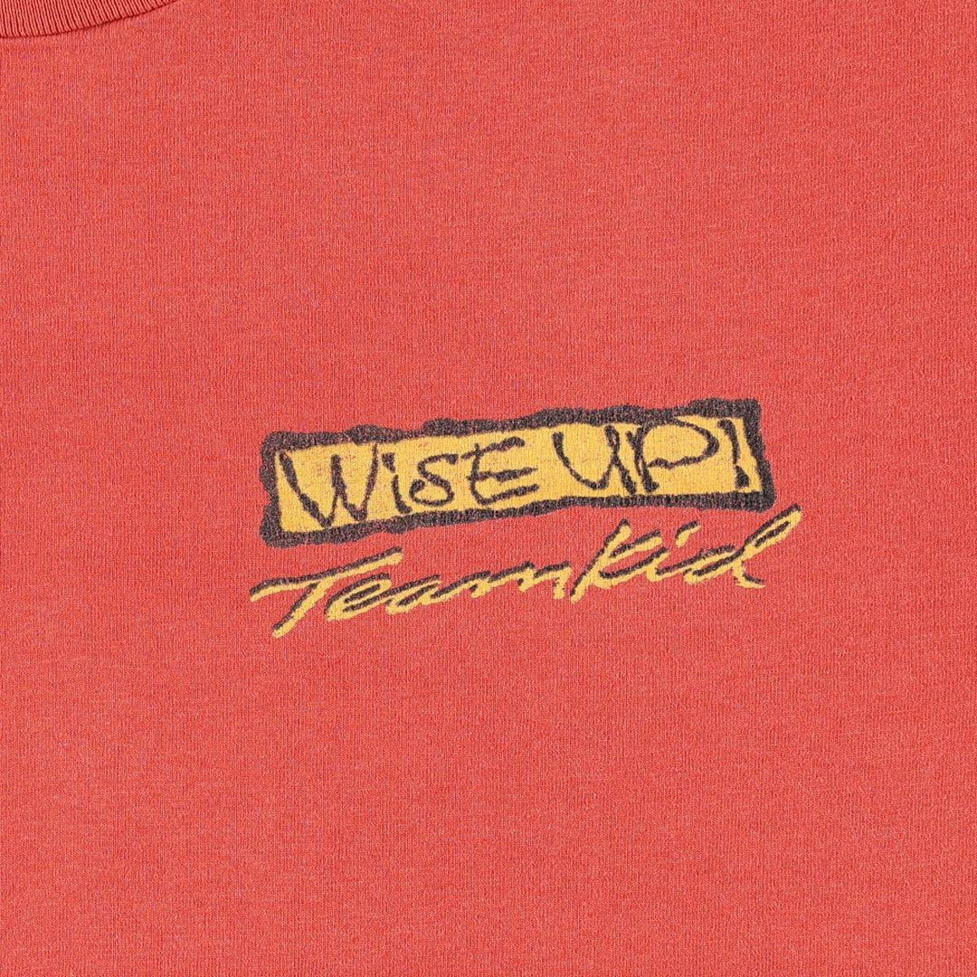 90'S TeamKID Wise Up! Print T-shirt, Men's Size L (approx.), Vintage unclear red type Vintage Second Hand