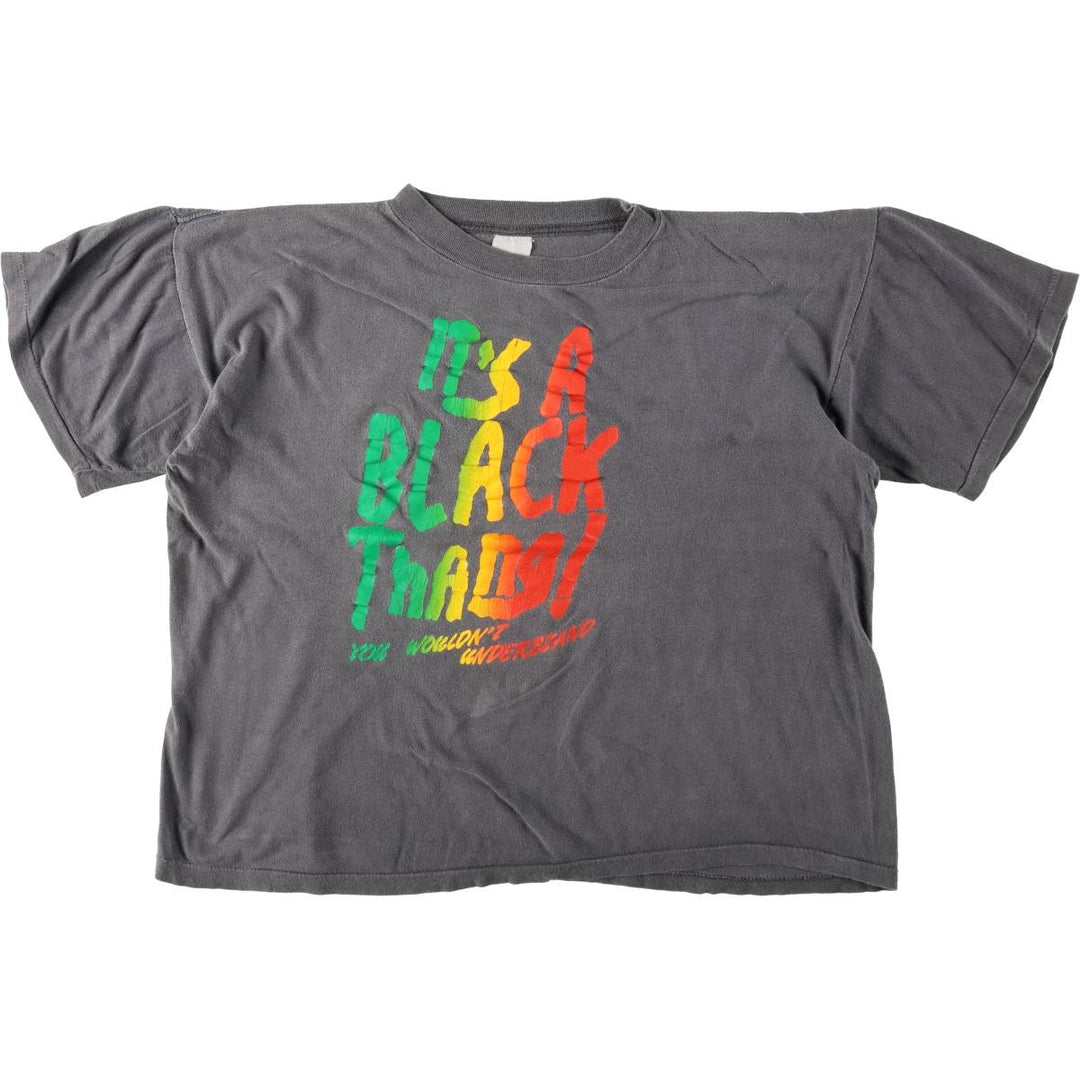 90'S "It's a Black Thang" Print T-Shirt, Men's XL equivalent, Vintage unclear Charcoal Vintage Second Hand