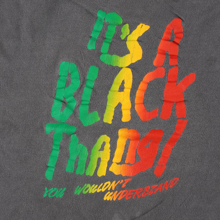 90'S "It's a Black Thang" Print T-Shirt, Men's XL equivalent, Vintage unclear Charcoal Vintage Second Hand