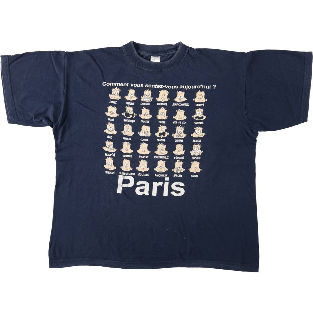 90'S Souvenir T-shirt, Men's Size L (approx.), Vintage cotton navy blue type Vintage Second Hand