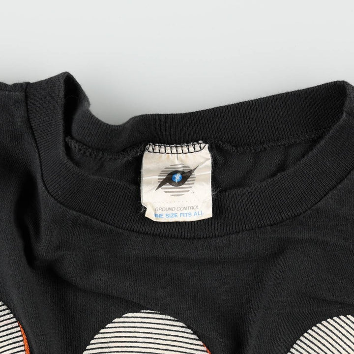 90'S GROUND CONTROL Print T-Shirt, Made in USA, Men's XL equivalent, Vintage cotton black type Vintage Second Hand