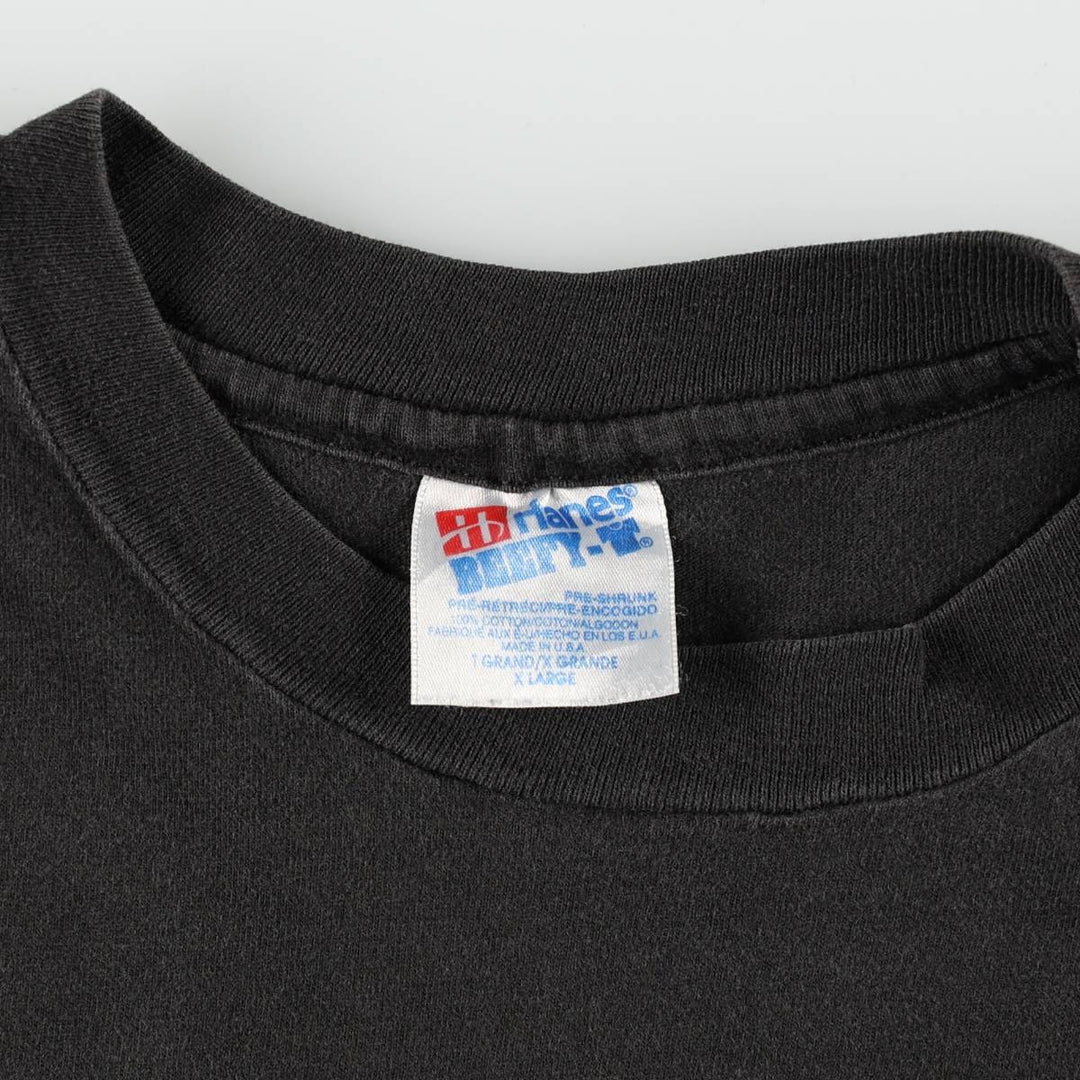 90'S Hanes BEEFY-T Printed T-shirt Made in USA Men's XL Vintage cotton black type Vintage Second Hand