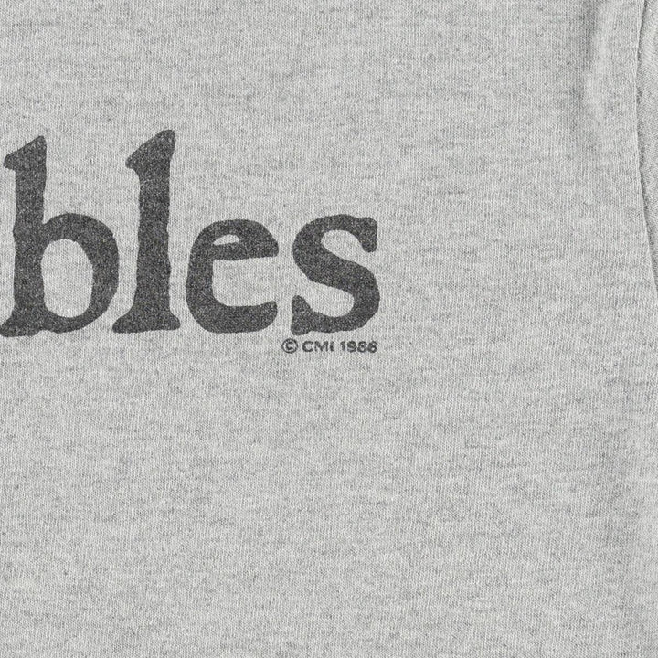 80'S Hanes Poly-Cotton Blue Tag Les Miserables Print T-Shirt, Made in USA, Men's Size L (approx.), Vintage cotton gray type Vintage Second Hand
