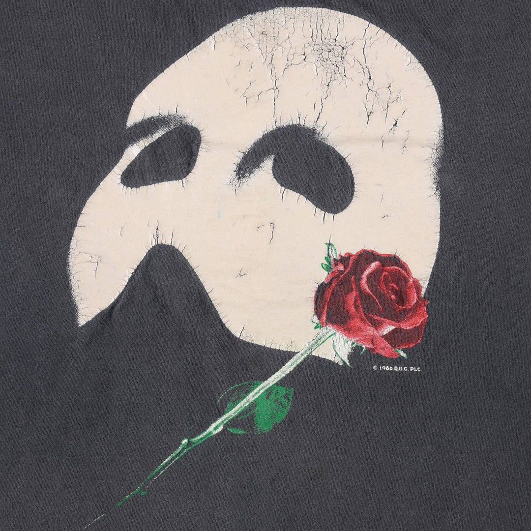 80'S Tennessee River THE PHANTOM OF THE OPERA Print T-Shirt, Made in USA, Men's XL equivalent, Vintage cotton black type Vintage Second Hand