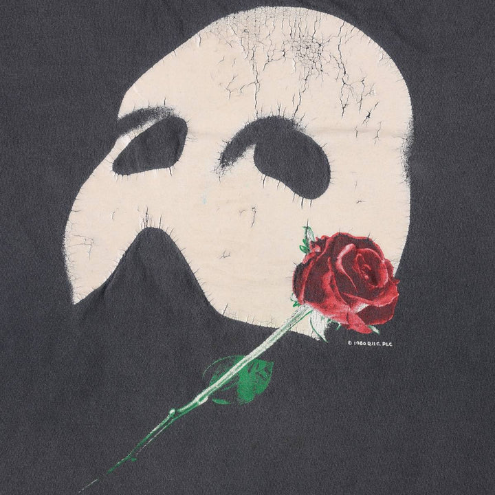 80'S Tennessee River THE PHANTOM OF THE OPERA Print T-Shirt, Made in USA, Men's XL equivalent, Vintage cotton black type Vintage Second Hand