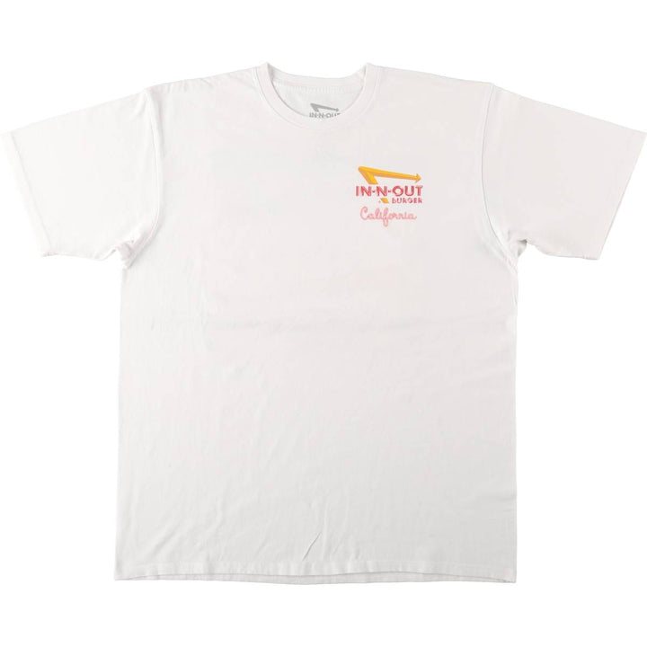 IN-N-OUT BURGER advertising T-shirt, made in the USA, men's size XL equivalent, double-sided print. cotton white type Vintage Second Hand