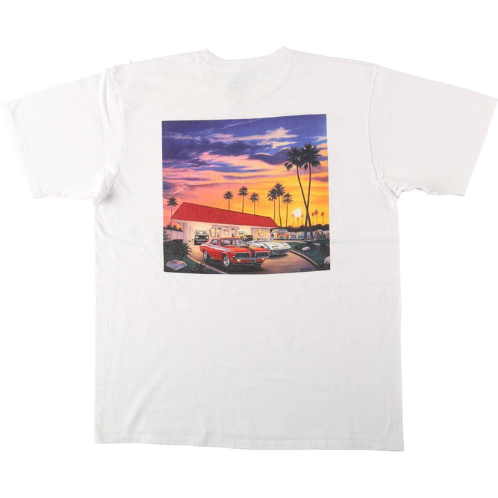 IN-N-OUT BURGER advertising T-shirt, made in the USA, men's size XL equivalent, double-sided print. cotton white type Vintage Second Hand