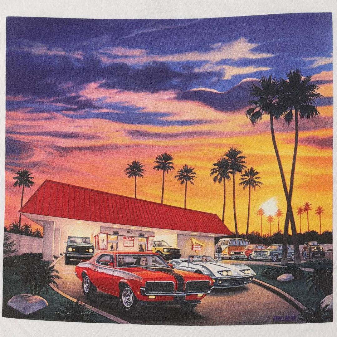 IN-N-OUT BURGER advertising T-shirt, made in the USA, men's size XL equivalent, double-sided print. cotton white type Vintage Second Hand