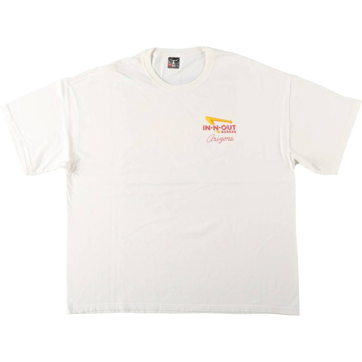 Hanes BEEFY-T IN-N-OUT BURGER Advertising T-Shirt, Men's XXL equivalent. cotton white type Vintage Second Hand