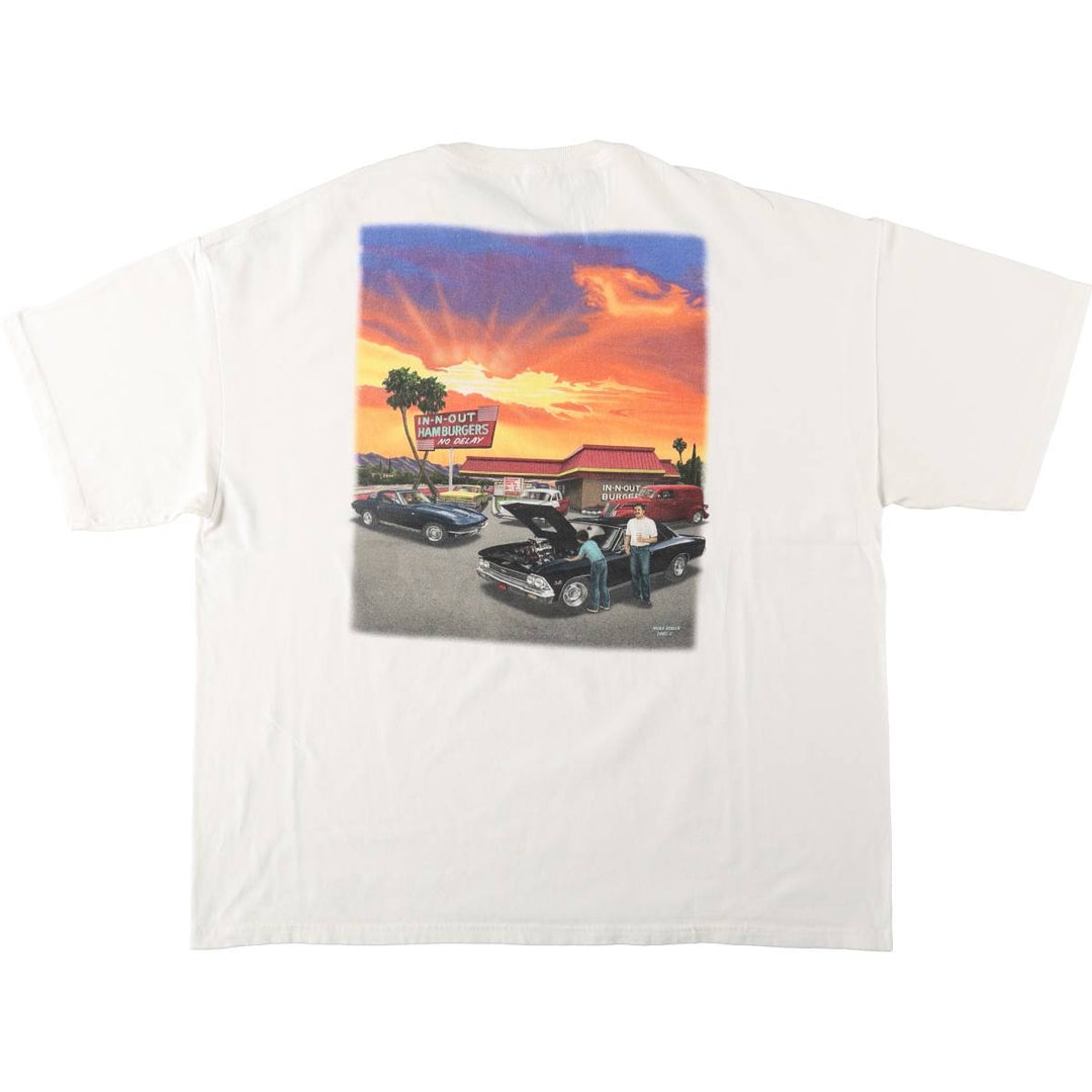 Hanes BEEFY-T IN-N-OUT BURGER Advertising T-Shirt, Men's XXL equivalent. cotton white type Vintage Second Hand