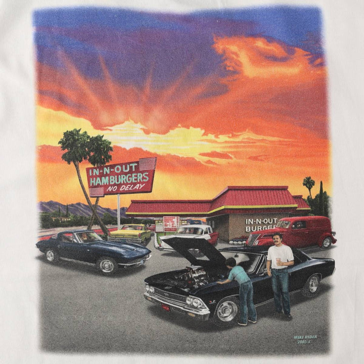 Hanes BEEFY-T IN-N-OUT BURGER Advertising T-Shirt, Men's XXL equivalent. cotton white type Vintage Second Hand