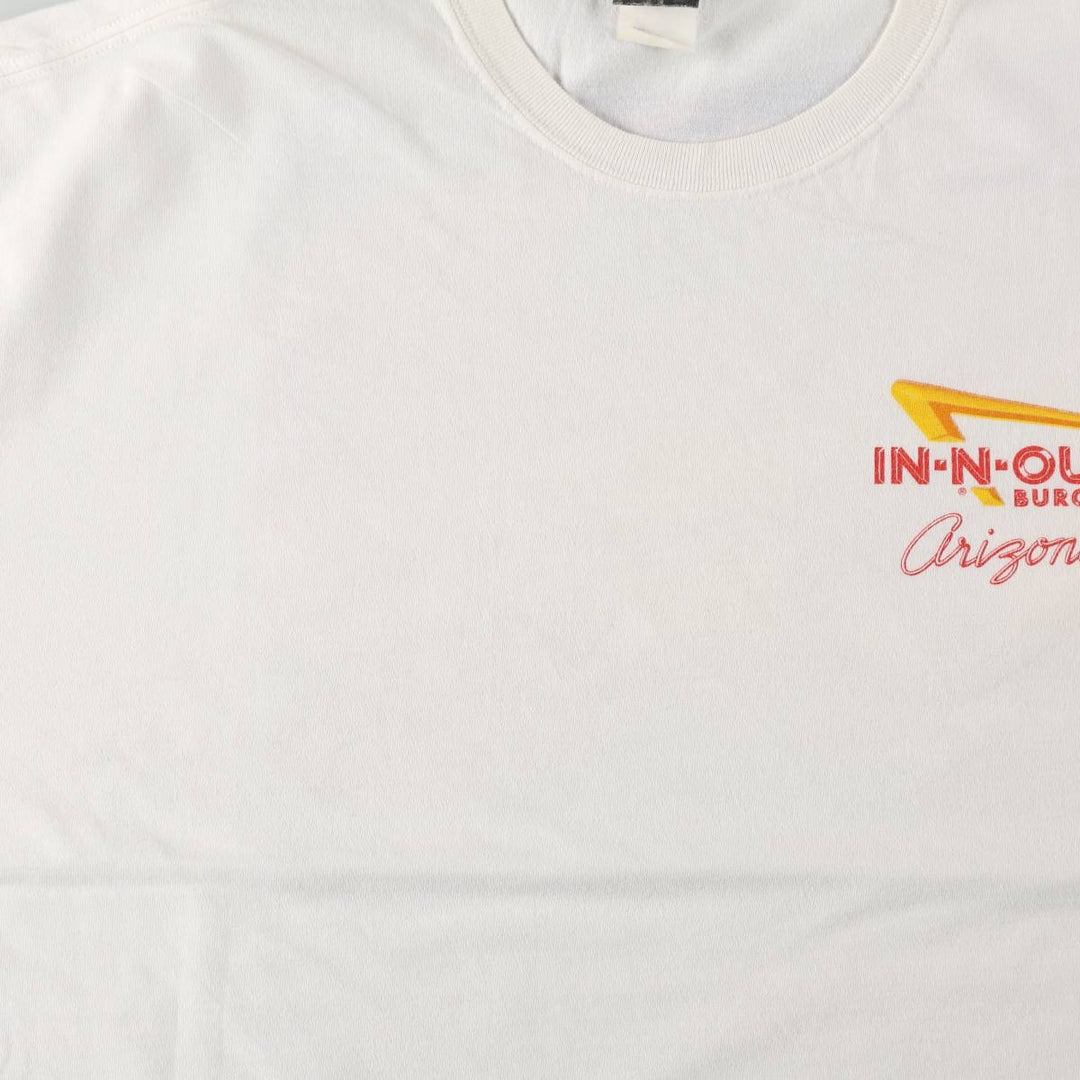 Hanes BEEFY-T IN-N-OUT BURGER Advertising T-Shirt, Men's XXL equivalent. cotton white type Vintage Second Hand