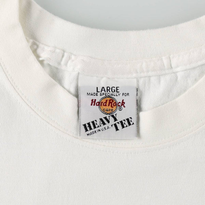 HARD ROCK CAFE Hard Rock Cafe Advertising T-shirt Made in USA Men's L size cotton white type Vintage Second Hand