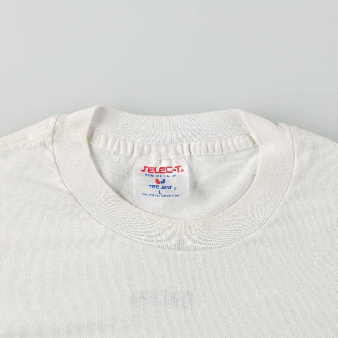90'S Tee Jays selec-T Charlie's Advertising T-Shirt Made in USA Men's L equivalent Vintage polyester white type Vintage Second Hand