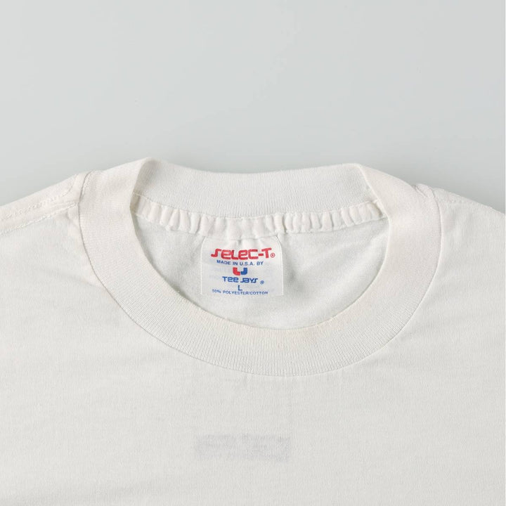 90'S Tee Jays selec-T Charlie's Advertising T-Shirt Made in USA Men's L equivalent Vintage polyester white type Vintage Second Hand