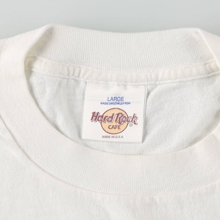 HARD ROCK CAFE Eagle Pattern Advertising T-Shirt, Made in USA, Men's Size L (approx.), Vintage cotton white type Vintage Second Hand