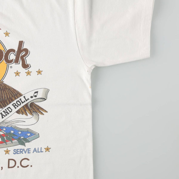 HARD ROCK CAFE Eagle Pattern Advertising T-Shirt, Made in USA, Men's Size L (approx.), Vintage cotton white type Vintage Second Hand
