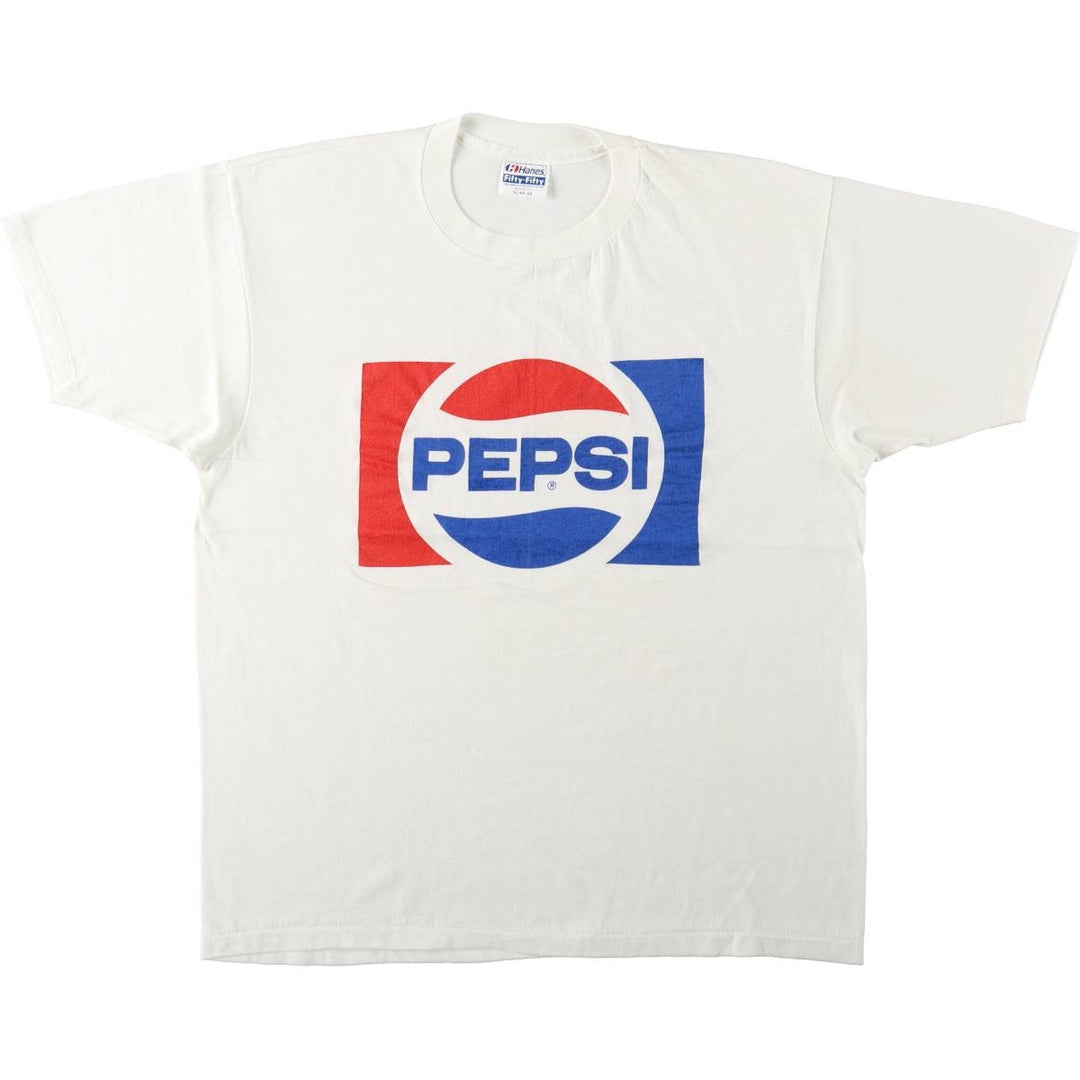 90'S Hanes Fifty-Fifty Blue Tag Pepsi Advertising T-Shirt, Made in USA, Men's XL equivalent, Vintage cotton white type Vintage Second Hand