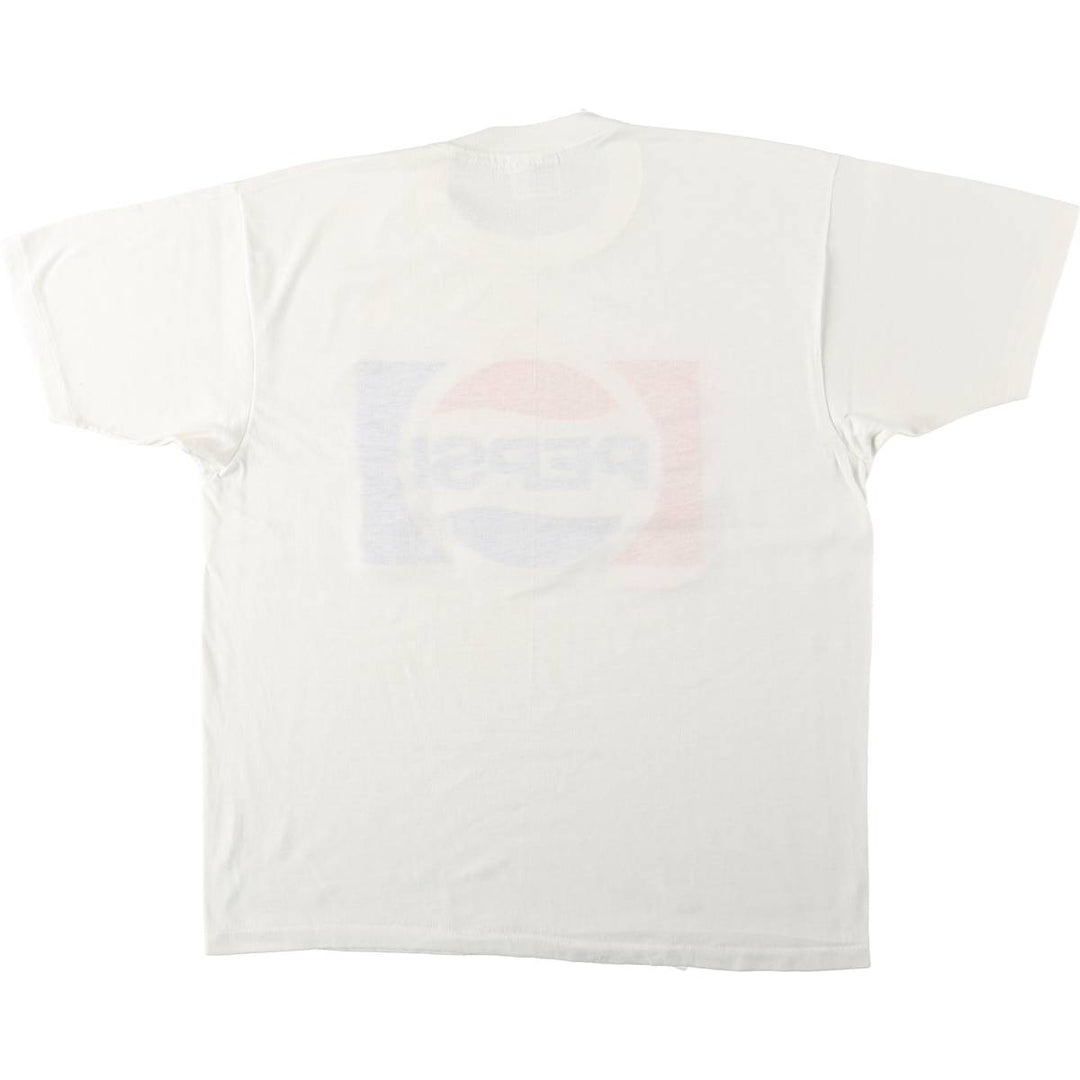 90'S Hanes Fifty-Fifty Blue Tag Pepsi Advertising T-Shirt, Made in USA, Men's XL equivalent, Vintage cotton white type Vintage Second Hand