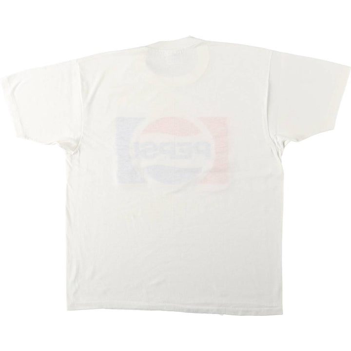90'S Hanes Fifty-Fifty Blue Tag Pepsi Advertising T-Shirt, Made in USA, Men's XL equivalent, Vintage cotton white type Vintage Second Hand