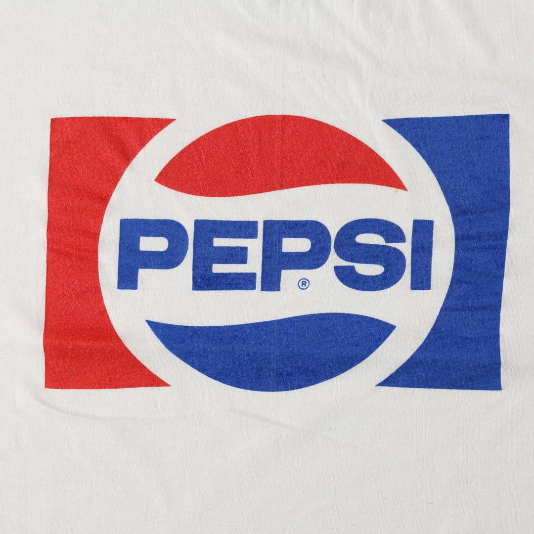 90'S Hanes Fifty-Fifty Blue Tag Pepsi Advertising T-Shirt, Made in USA, Men's XL equivalent, Vintage cotton white type Vintage Second Hand