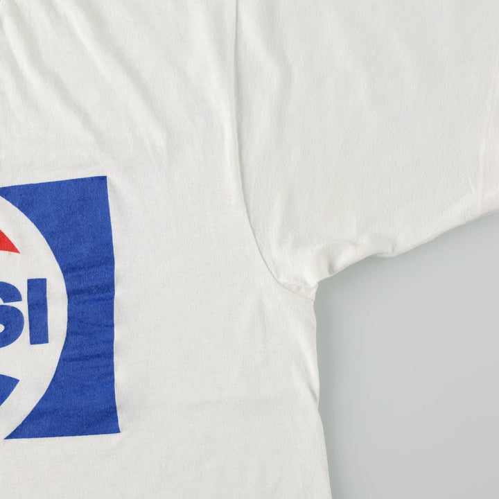 90'S Hanes Fifty-Fifty Blue Tag Pepsi Advertising T-Shirt, Made in USA, Men's XL equivalent, Vintage cotton white type Vintage Second Hand