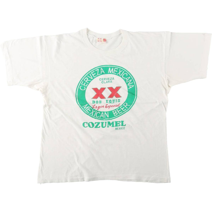 90'S Red Lantern DOS EQUIS Advertising T-Shirt, Men's Size L (Equivalent), Vintage cotton white type Vintage Second Hand