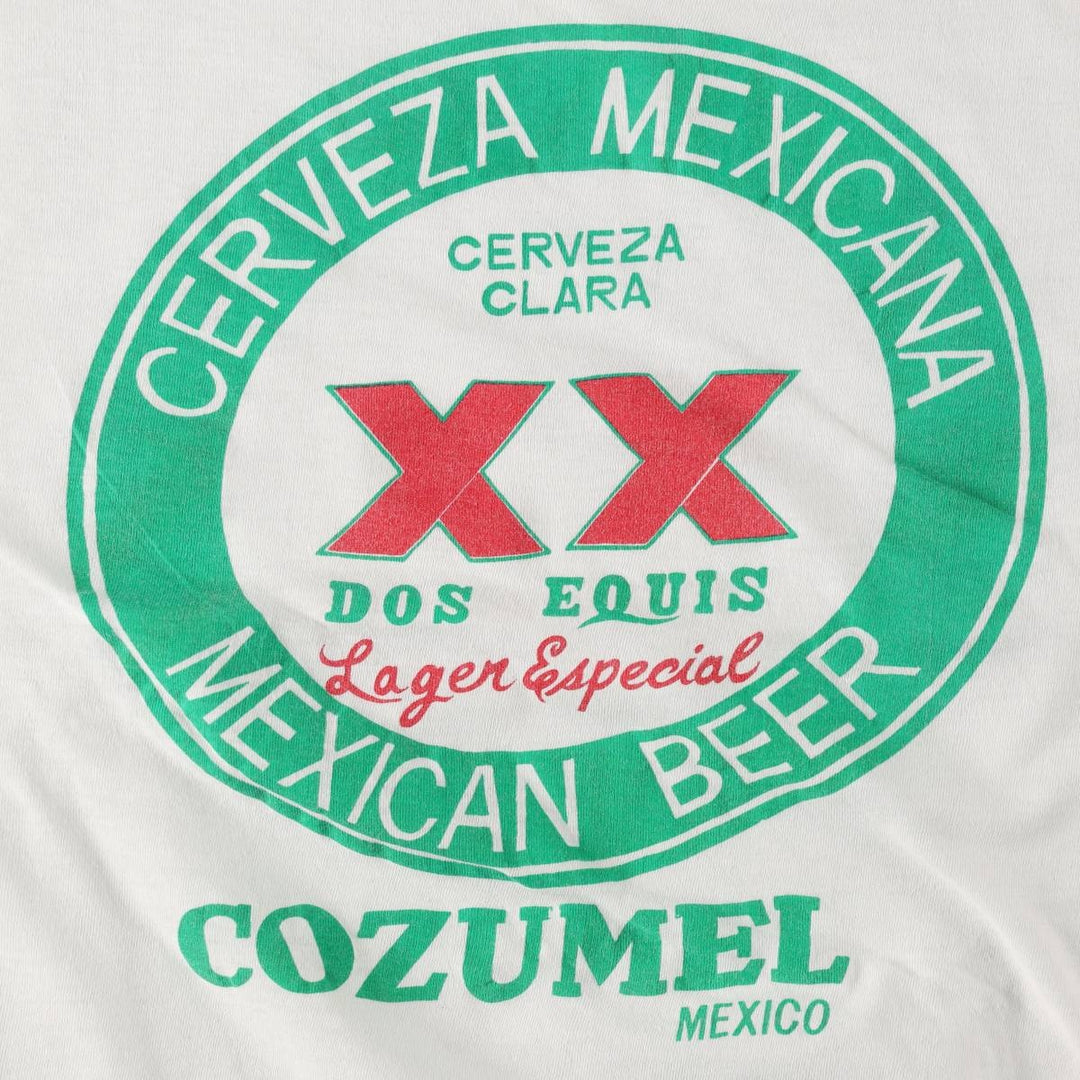90'S Red Lantern DOS EQUIS Advertising T-Shirt, Men's Size L (Equivalent), Vintage cotton white type Vintage Second Hand