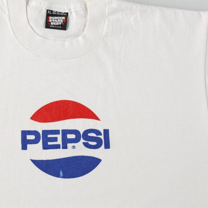 90'S SCREEN STARS BEST PEPSI Pepsi Advertising T-Shirt, Made in USA, Men's XL equivalent, Vintage cotton white type Vintage Second Hand