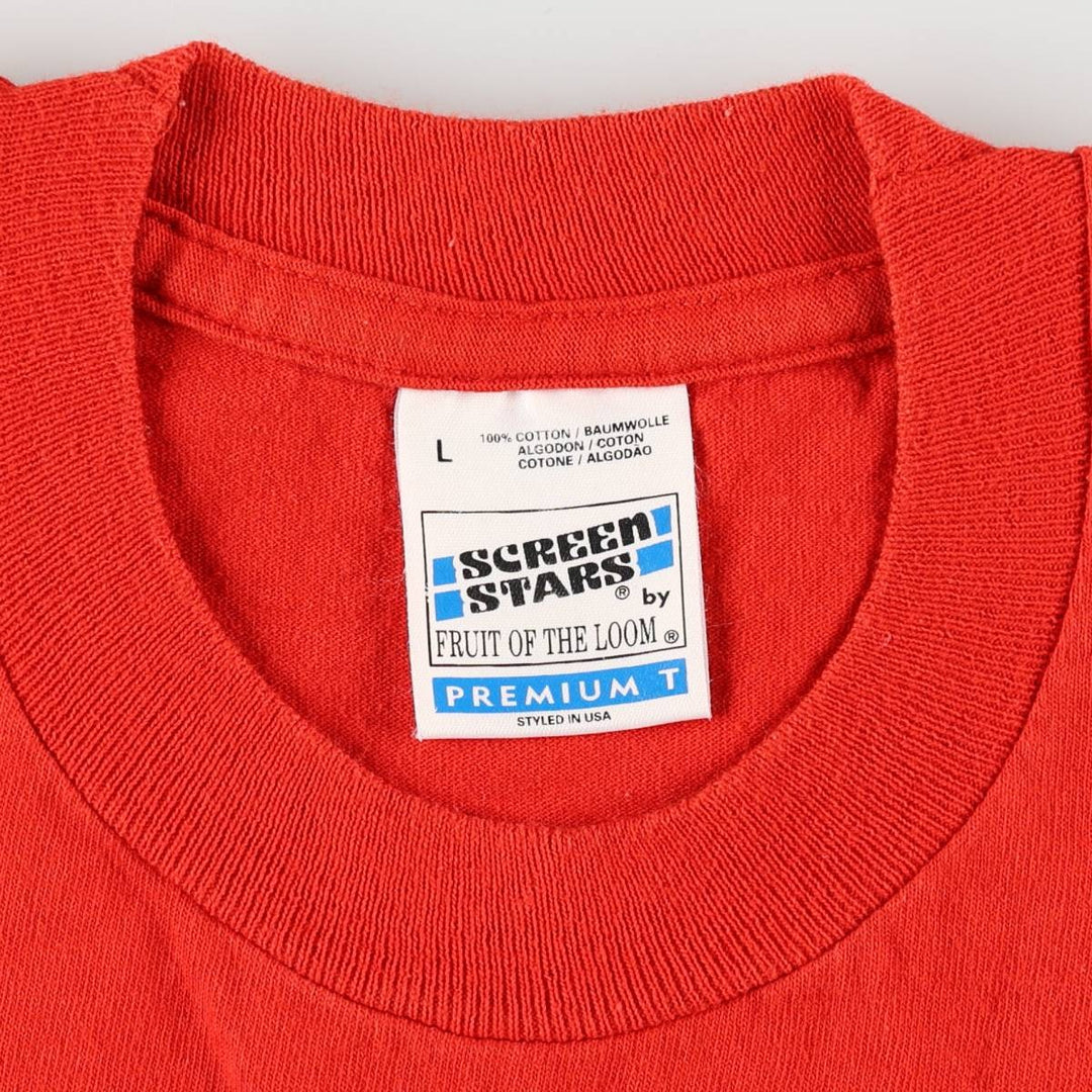 90'S SCREEN STARS Printed T-shirt, Men's, Size L, Vintage cotton red type Vintage Second Hand