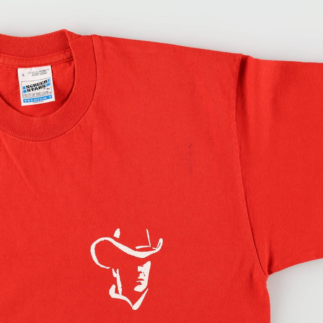 90'S SCREEN STARS Printed T-shirt, Men's, Size L, Vintage cotton red type Vintage Second Hand