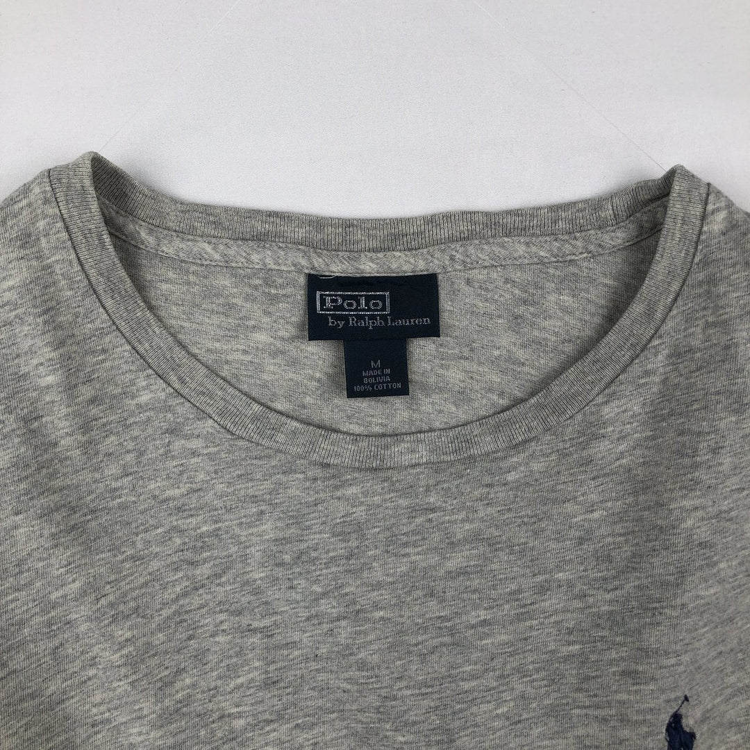 Ralph Lauren POLO by Ralph Lauren short sleeve one point logo T-shirt men's M size cotton gray type Vintage Second Hand