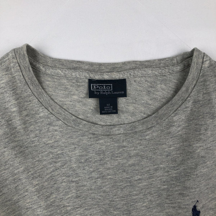 Ralph Lauren POLO by Ralph Lauren short sleeve one point logo T-shirt men's M size cotton gray type Vintage Second Hand