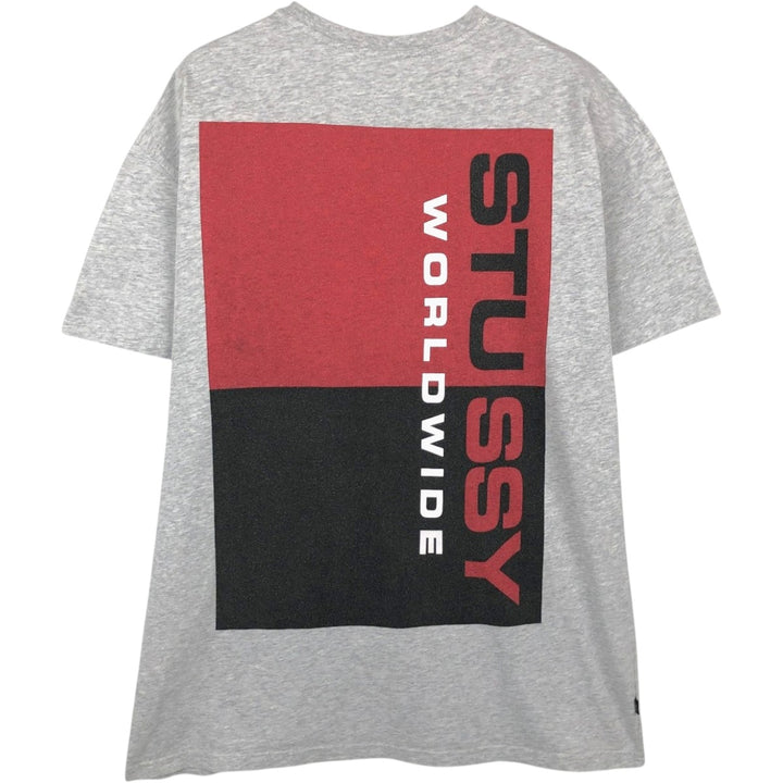 STUSSY surf skate T-shirt, men's size L cotton gray type Vintage Second Hand