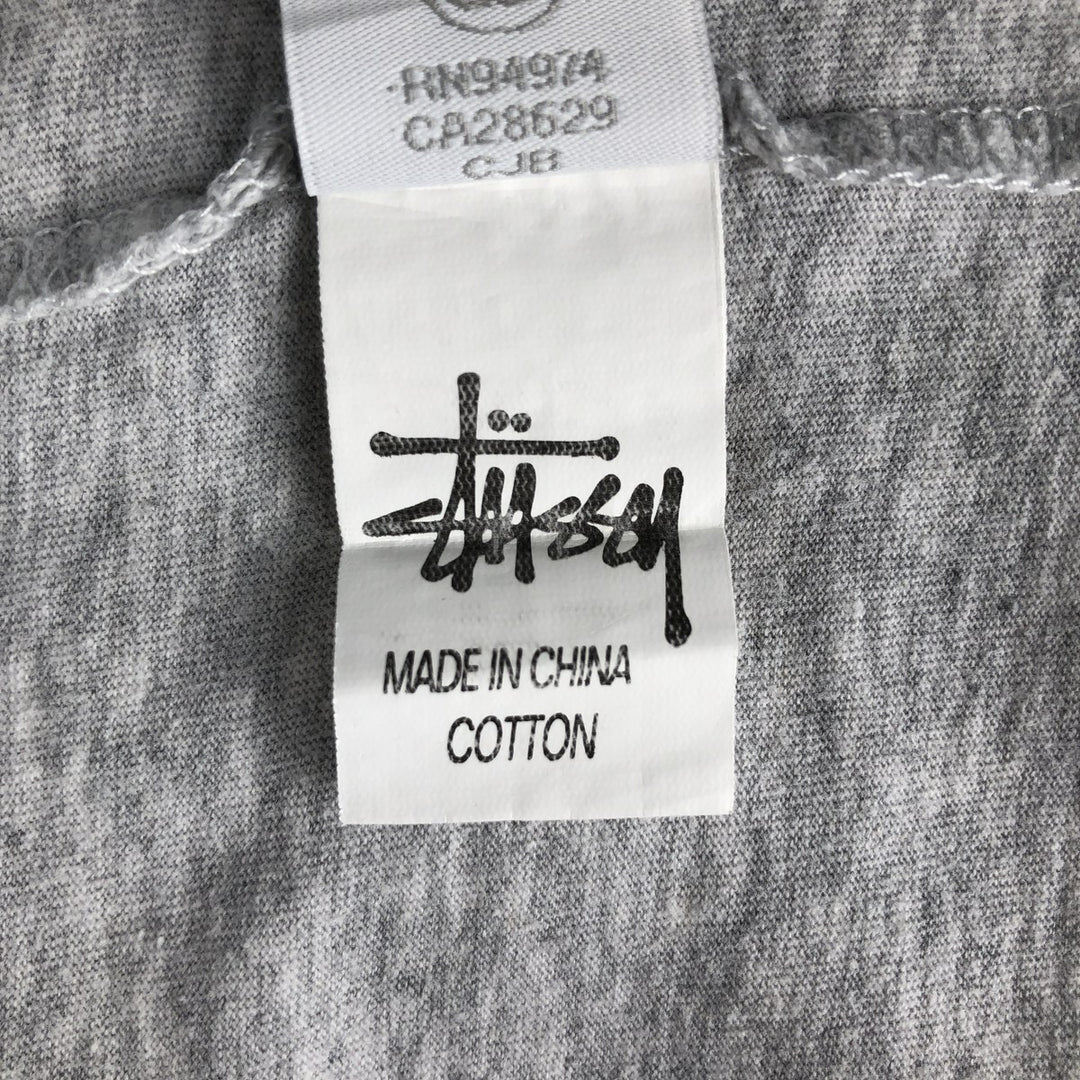 STUSSY surf skate T-shirt, men's size L cotton gray type Vintage Second Hand