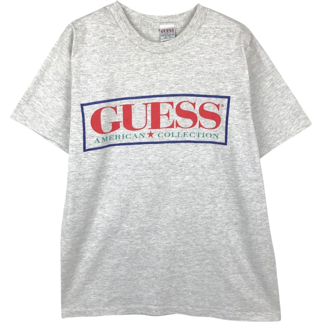 90'S Guess Short-Sleeve Printed T-Shirt, Made in USA, Men's Size M (Equivalent), Vintage cotton gray type Vintage Second Hand