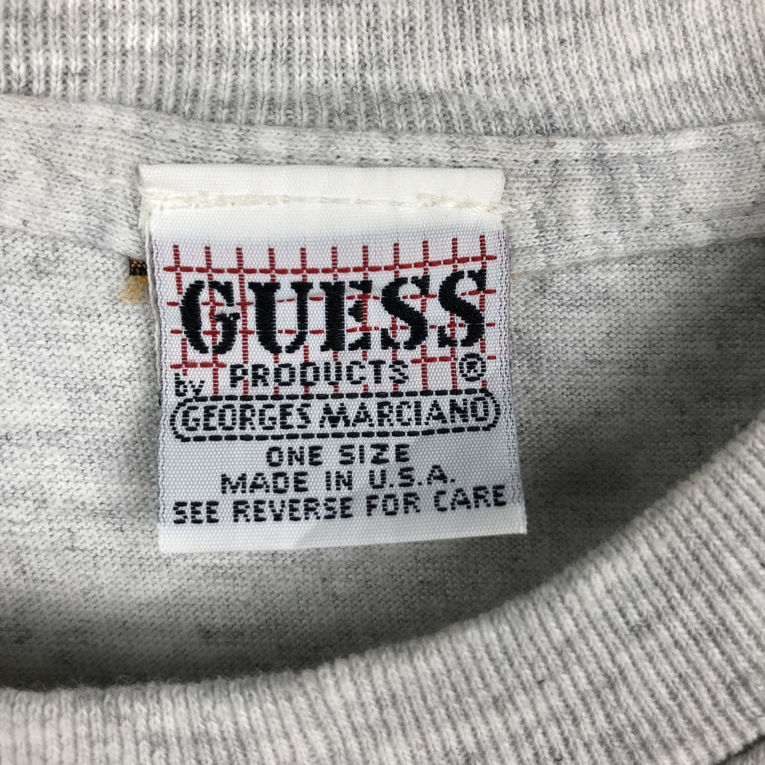 90'S Guess Short-Sleeve Printed T-Shirt, Made in USA, Men's Size M (Equivalent), Vintage cotton gray type Vintage Second Hand