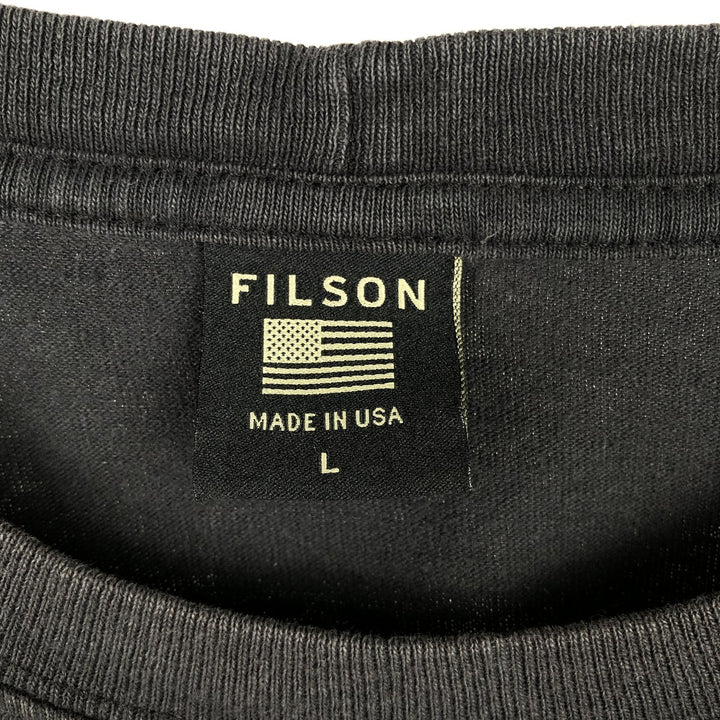 Filson printed T-shirt, made in USA, men's size L. cotton black type Vintage Second Hand