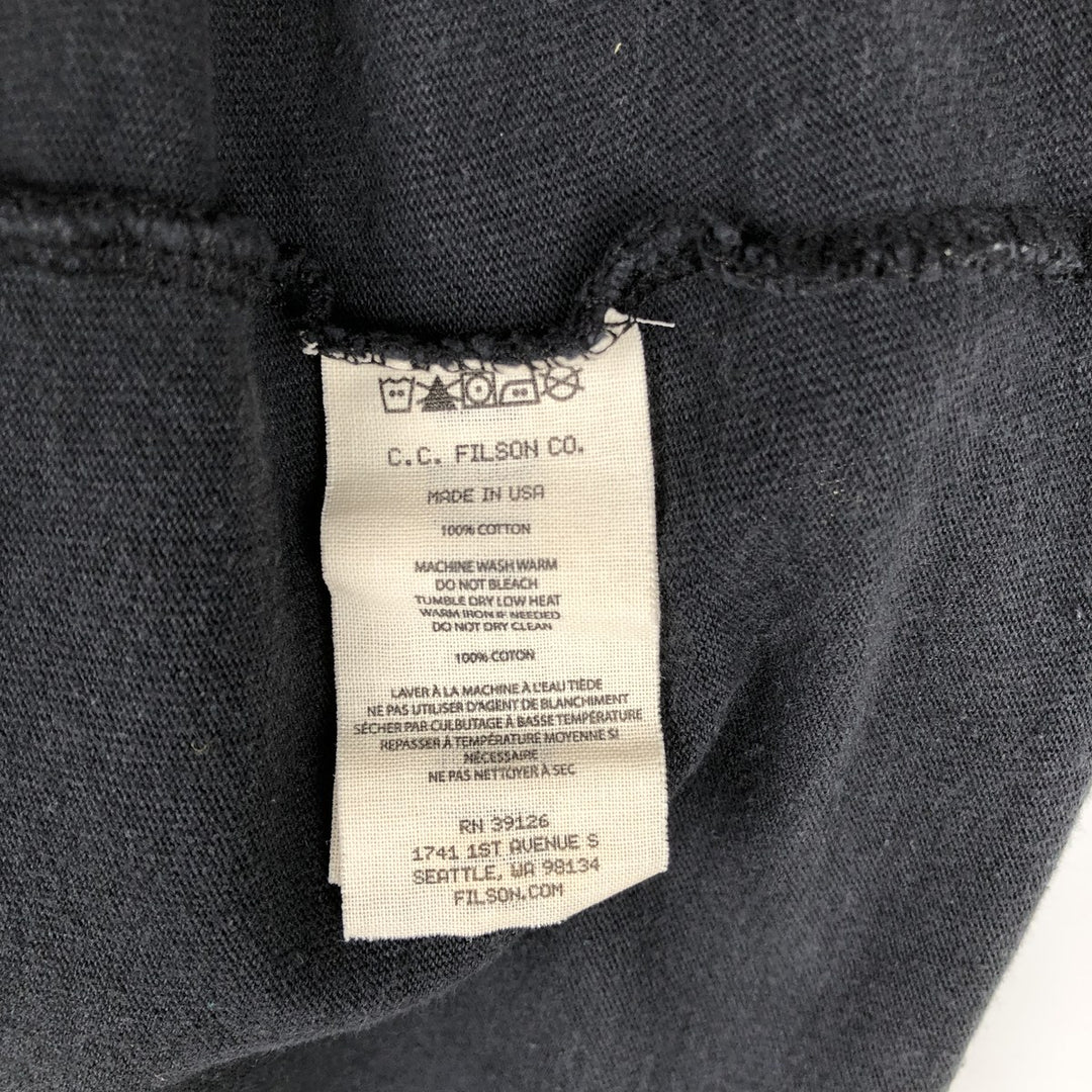 Filson printed T-shirt, made in USA, men's size L. cotton black type Vintage Second Hand