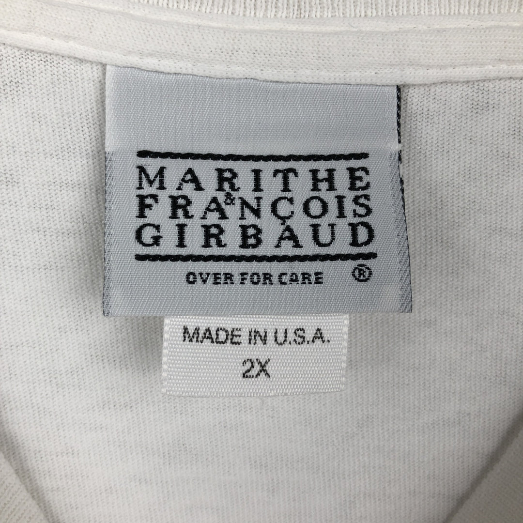 90'S Marith François Girbaud Short-Sleeve Printed T-Shirt, Made in USA, Men's XXL equivalent, Crew Neck (Round Neck), Vintage cotton white type Vintage Second Hand