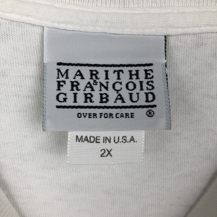 90'S Marith François Girbaud Short-Sleeve Printed T-Shirt, Made in USA, Men's XXL equivalent, Crew Neck (Round Neck), Vintage cotton white type Vintage Second Hand